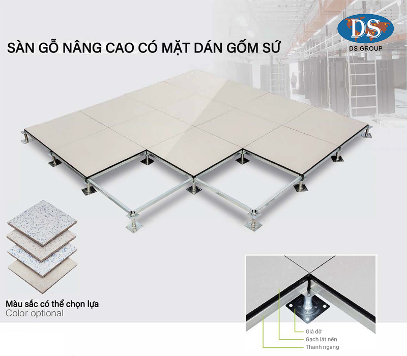 Sàn nâng cao có mặt dán gốm sứ