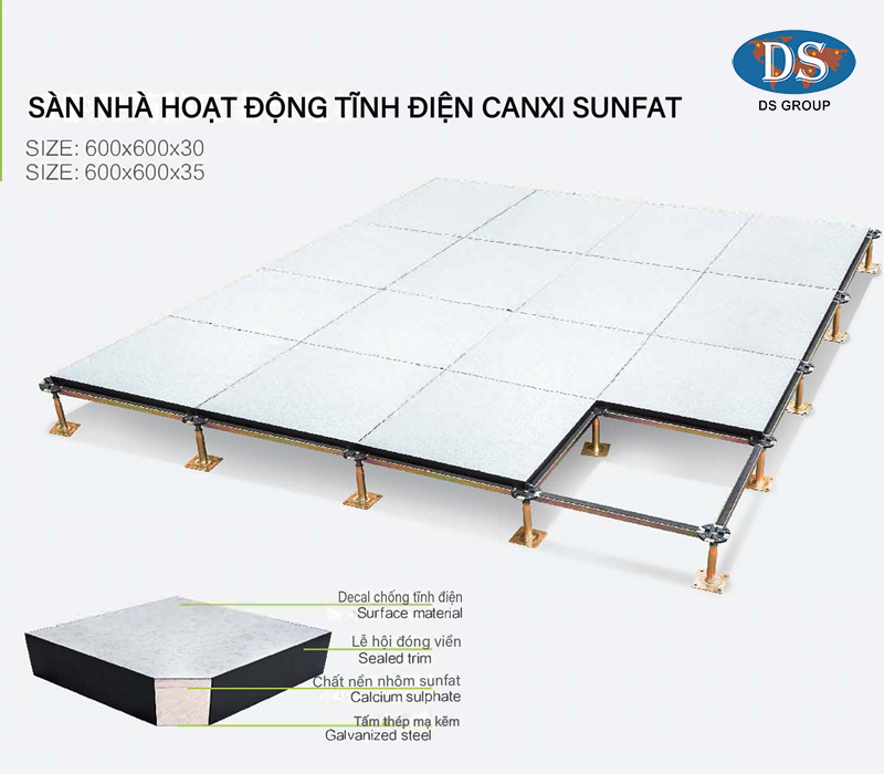 Sàn nhà hoạt động tĩnh điện canxi sunfat